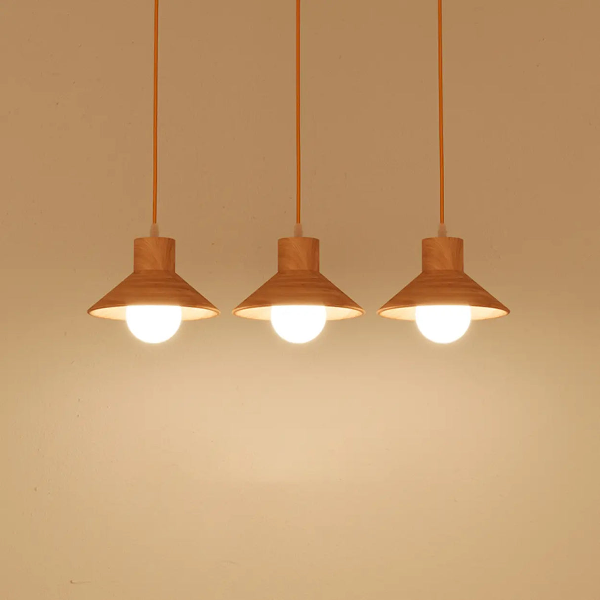 Scandinavian Wood Cone LED Kitchen Island Lights Image - 6