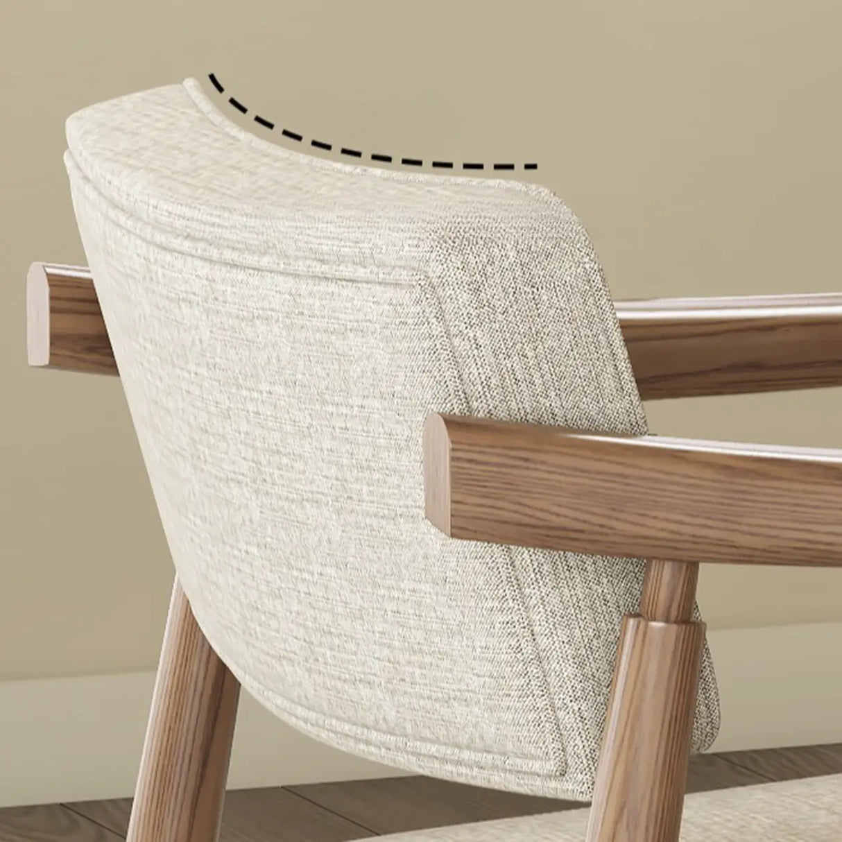 Scandinavian Wood Dining Chair with Padded Fabric Seat Image - 10