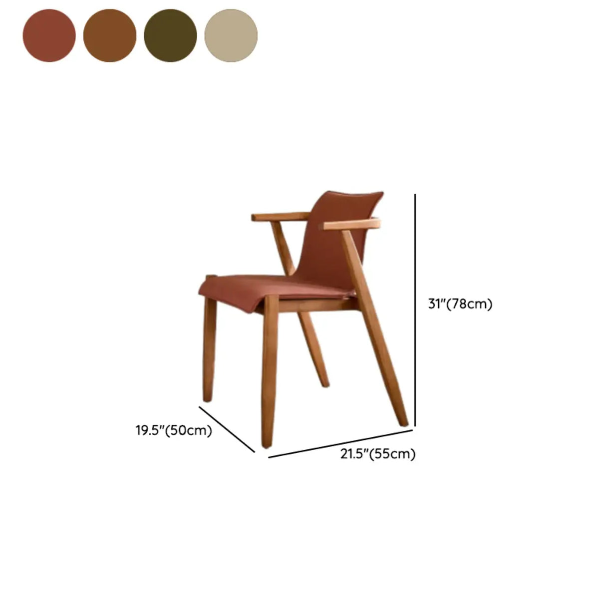 Scandinavian Wood Faux Leather Upholstered Arm Dining Chair