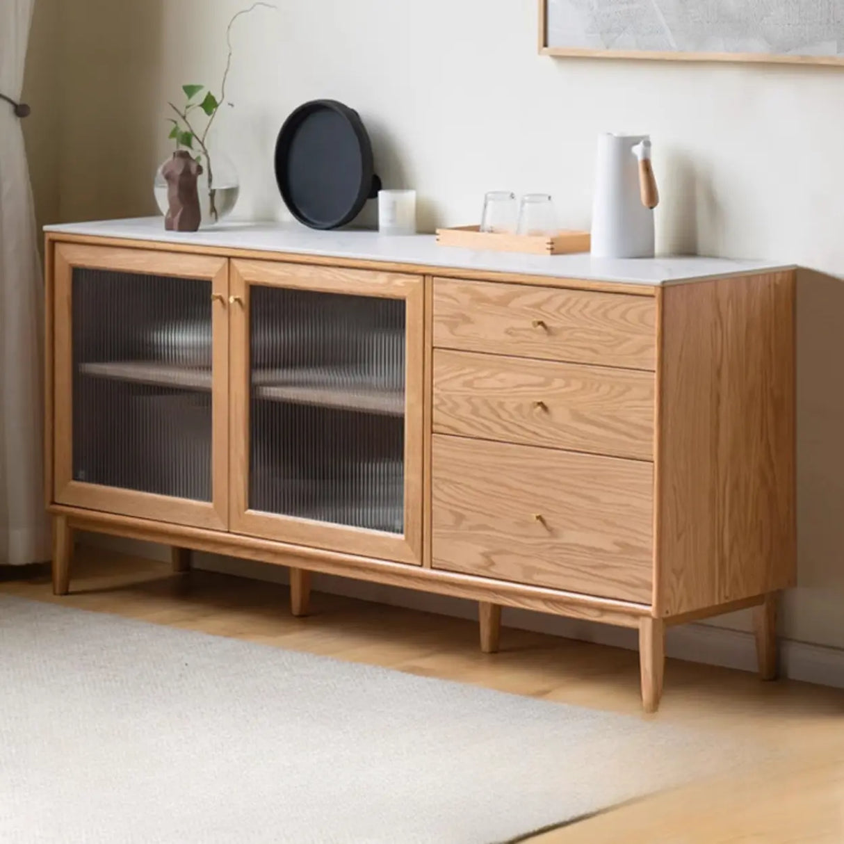 Scandinavian Wood Natural Cabinets Buffet with Storage Image - 1