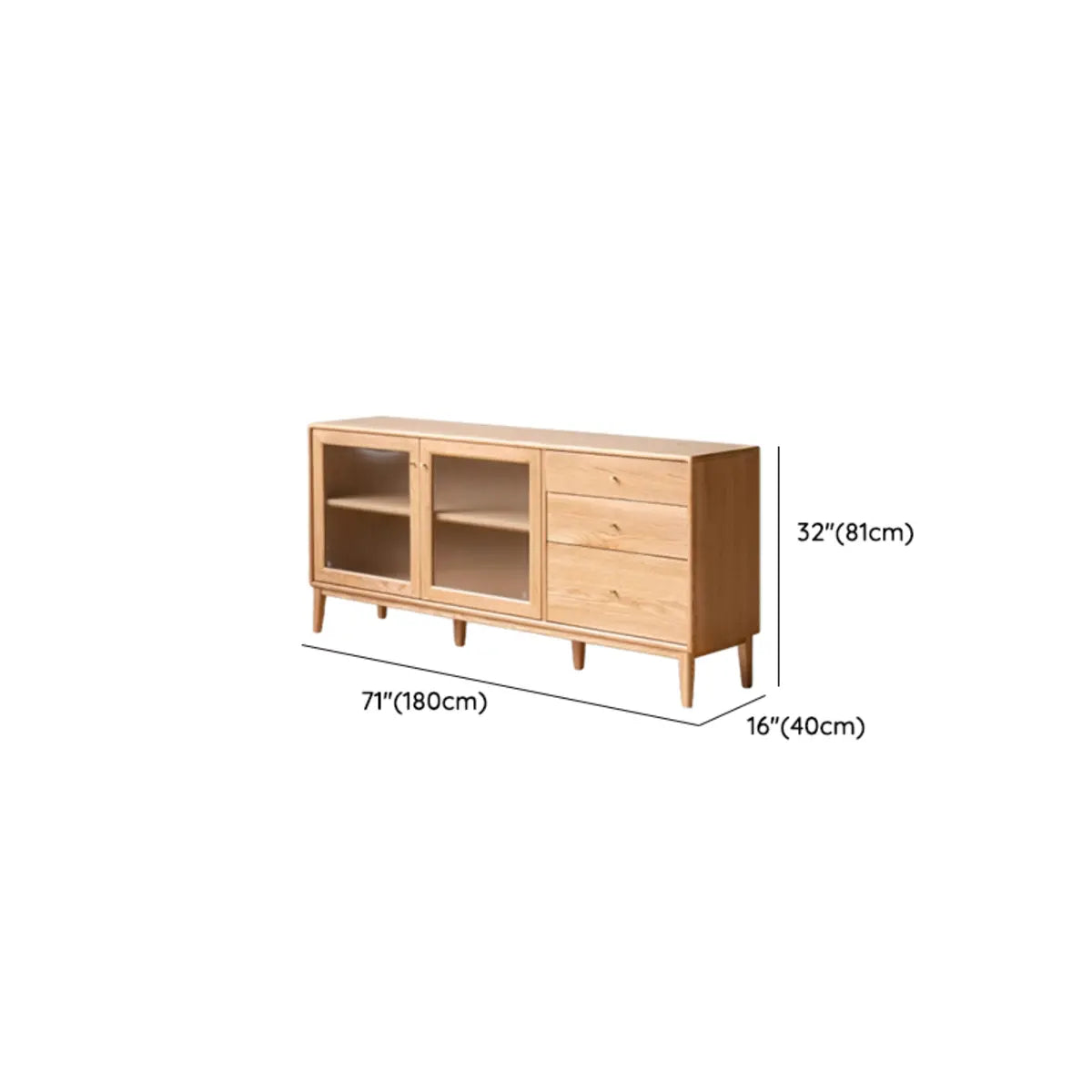 Scandinavian Wood Natural Cabinets Buffet with Storage Image - 14