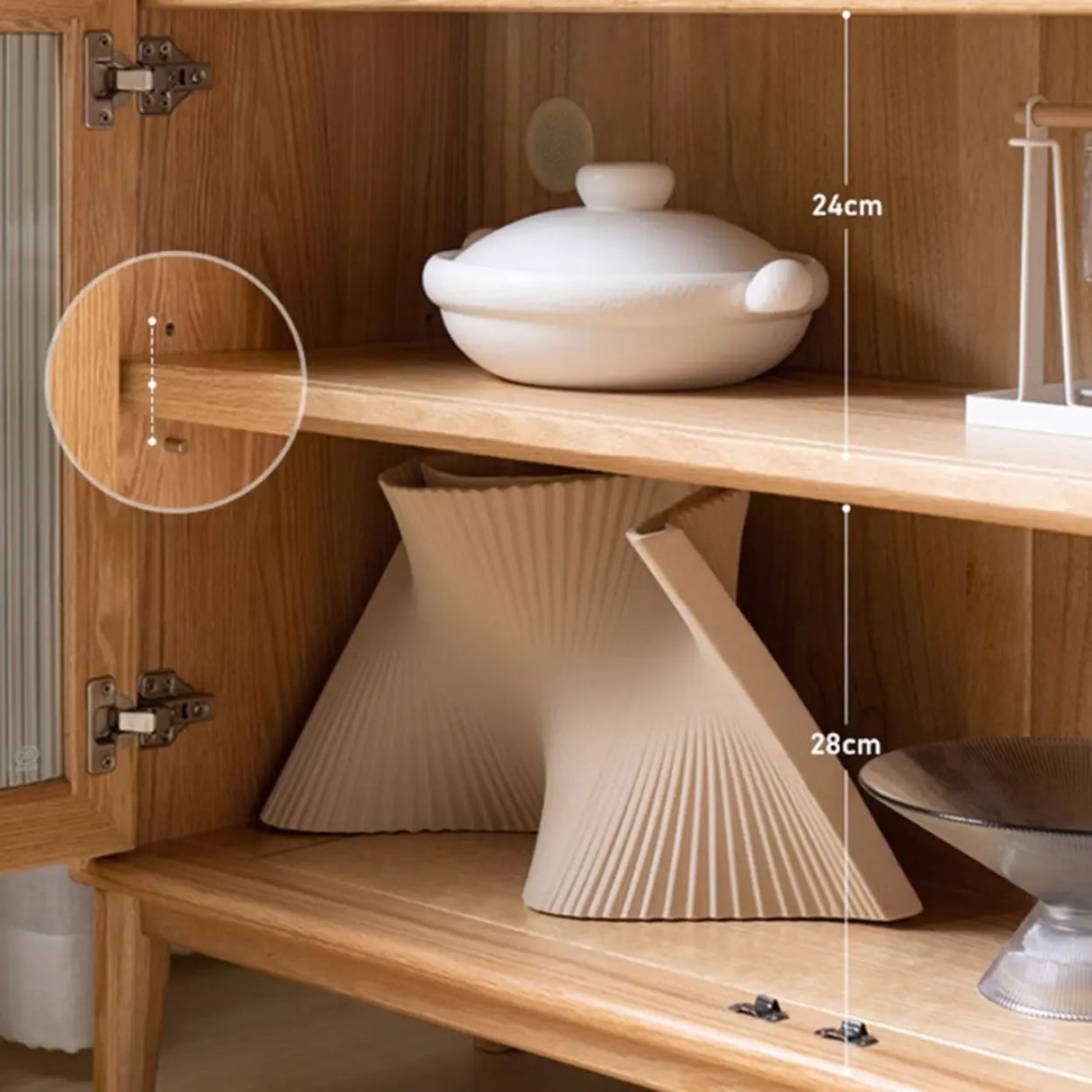 Scandinavian Wood Natural Cabinets Buffet with Storage Image - 10