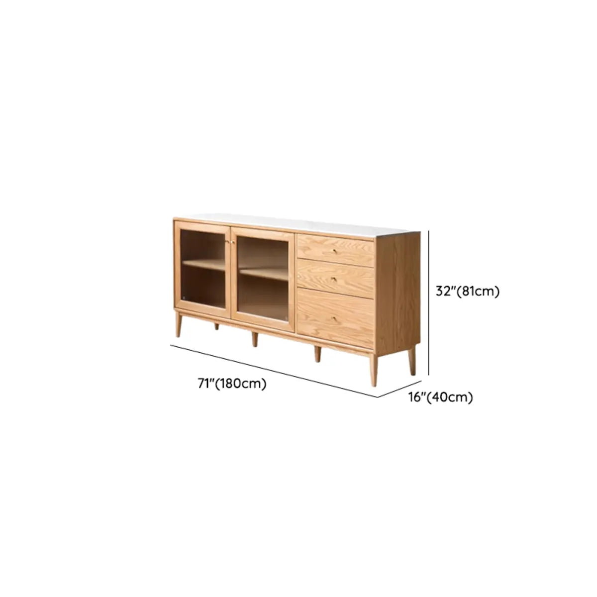 Scandinavian Wood Natural Cabinets Buffet with Storage Image - 17