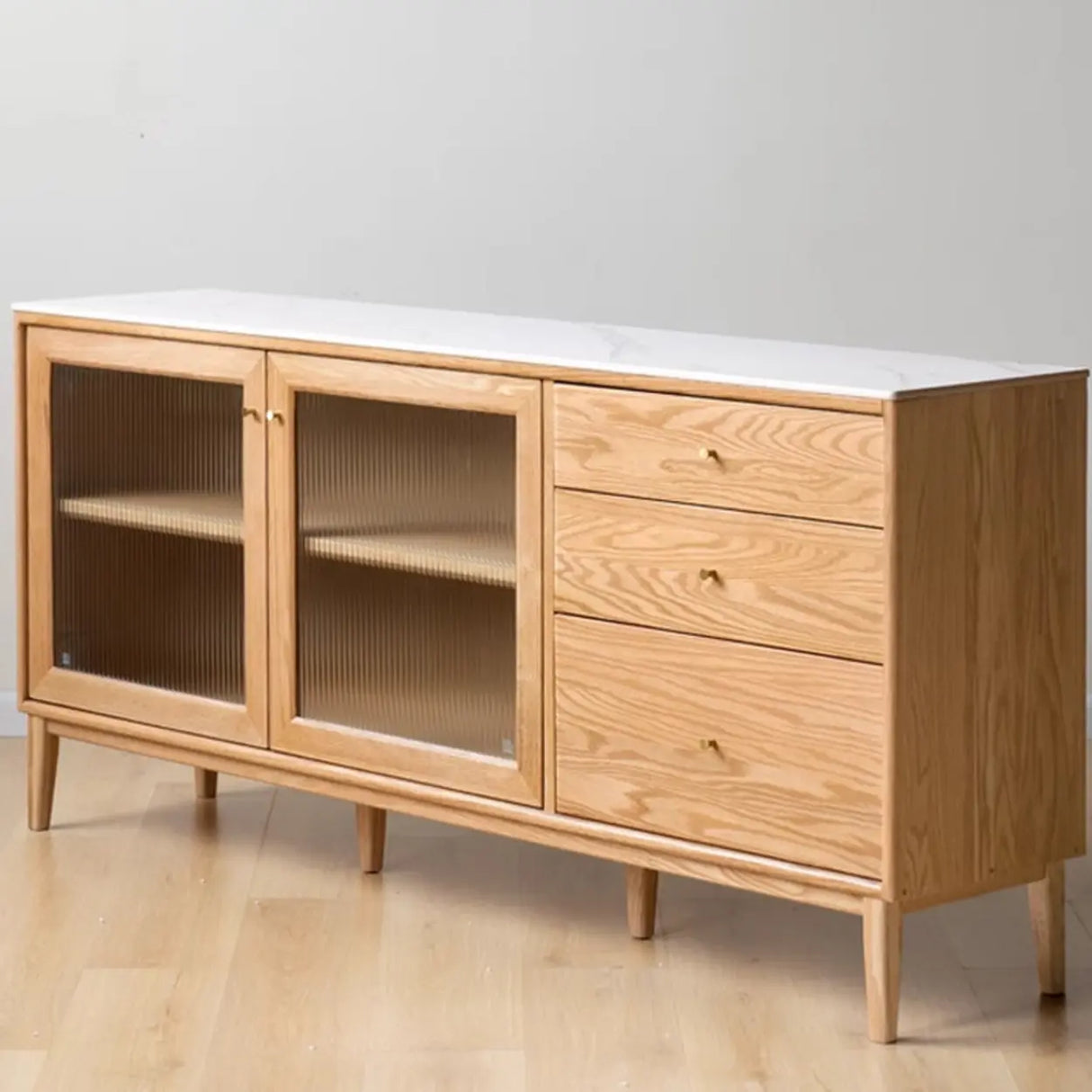 Scandinavian Wood Natural Cabinets Buffet with Storage Image - 3