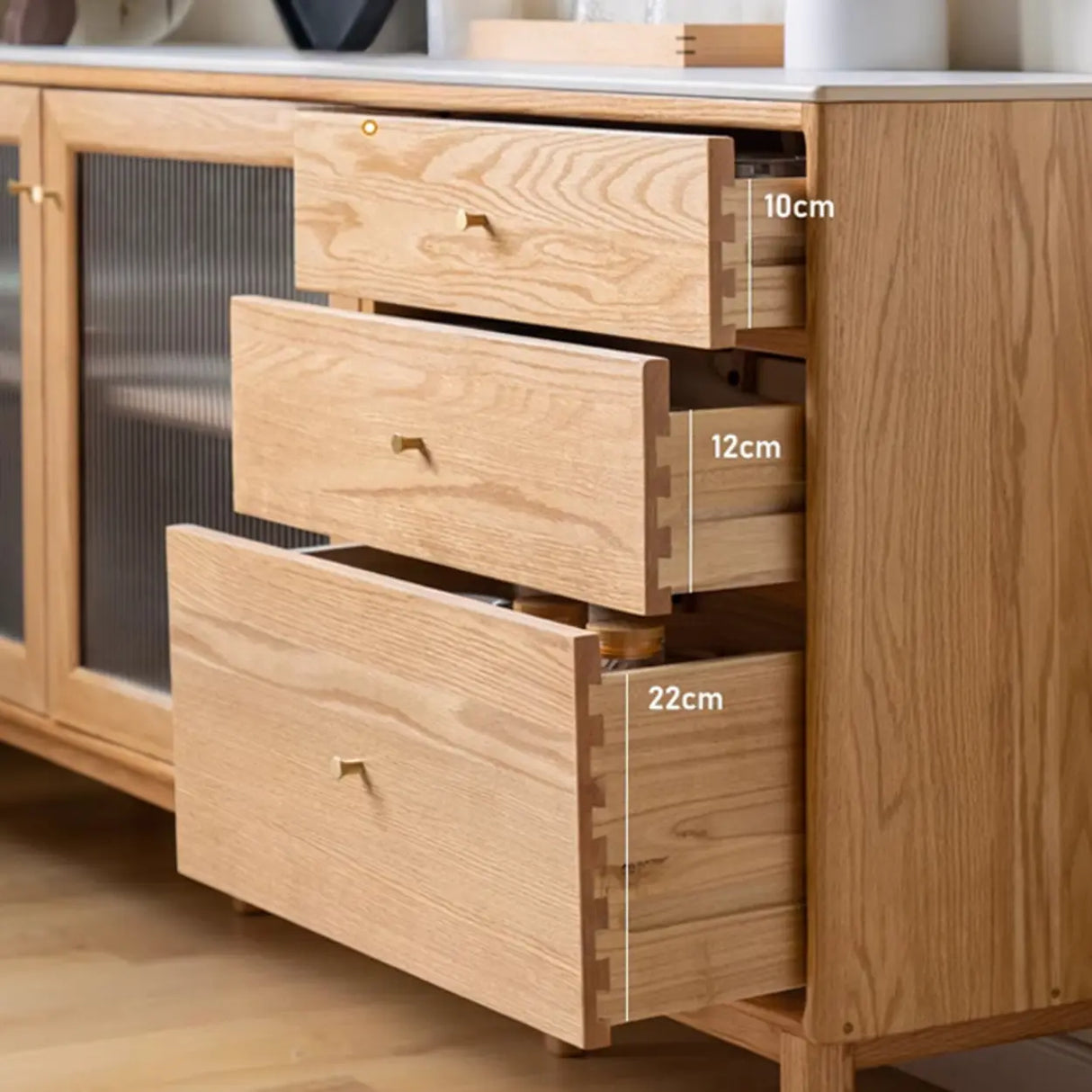 Scandinavian Wood Natural Cabinets Buffet with Storage Image - 7