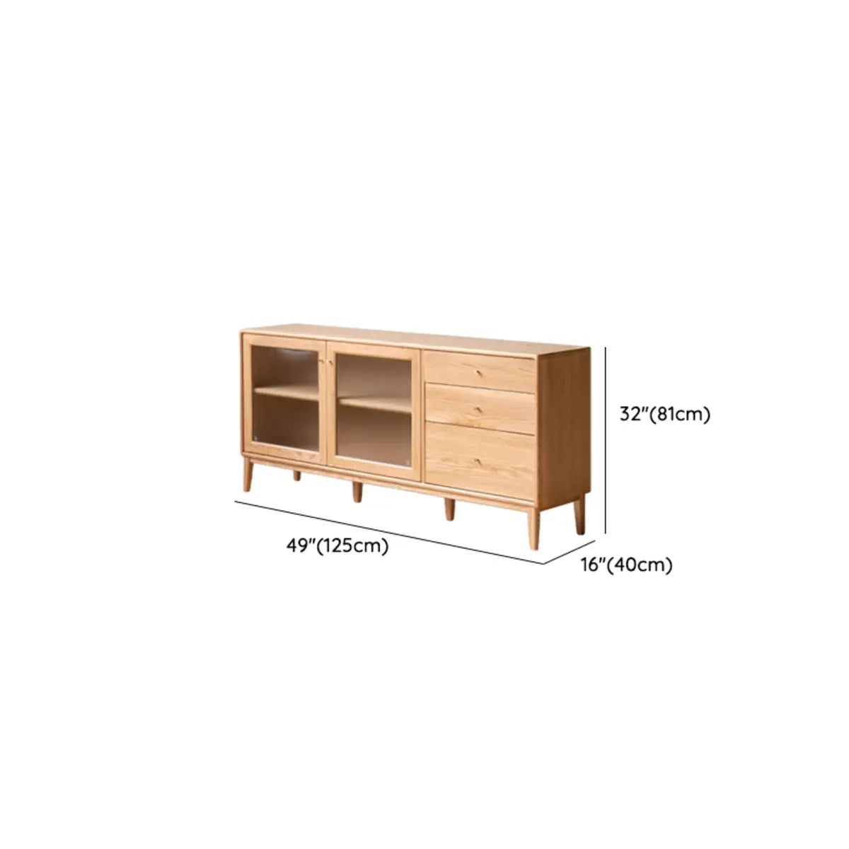 Scandinavian Wood Natural Cabinets Buffet with Storage