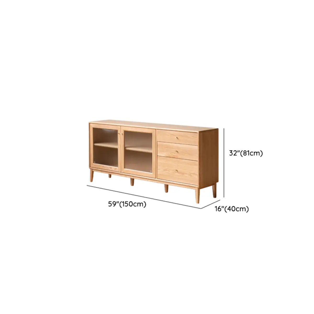 Scandinavian Wood Natural Cabinets Buffet with Storage Image - 13