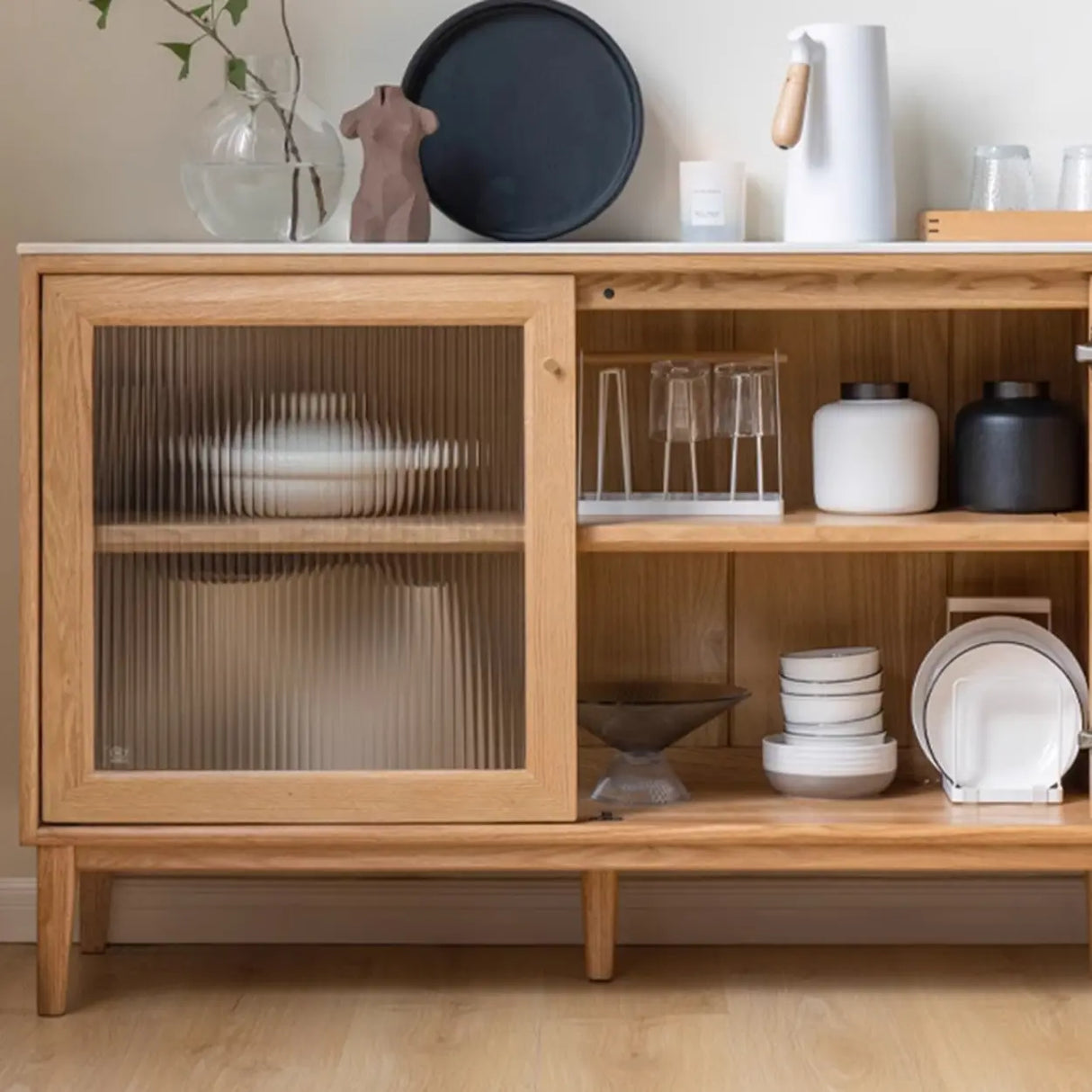 Scandinavian Wood Natural Cabinets Buffet with Storage Image - 9