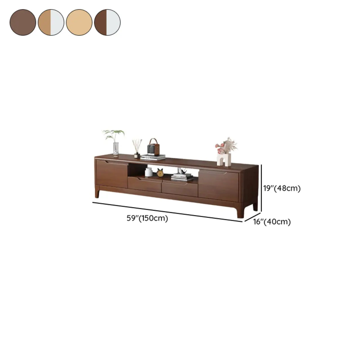 Scandinavian Wood TV Stand with Storage Drawers Image - 10