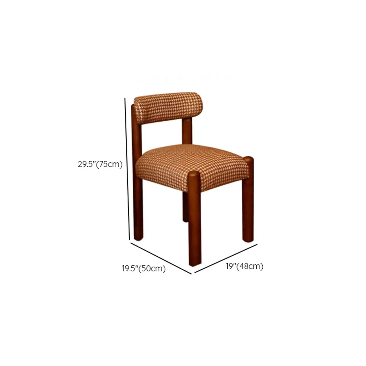 Scandinavian Wooden Houndstooth Upholstery Dining Chair