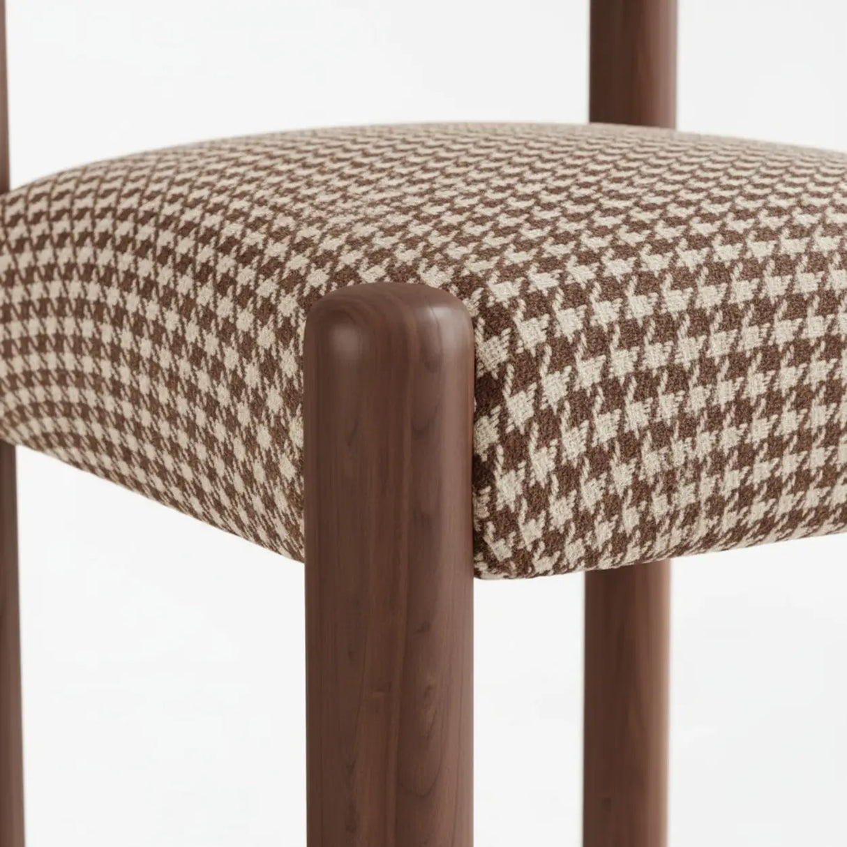 Scandinavian Wooden Houndstooth Upholstery Dining Chair