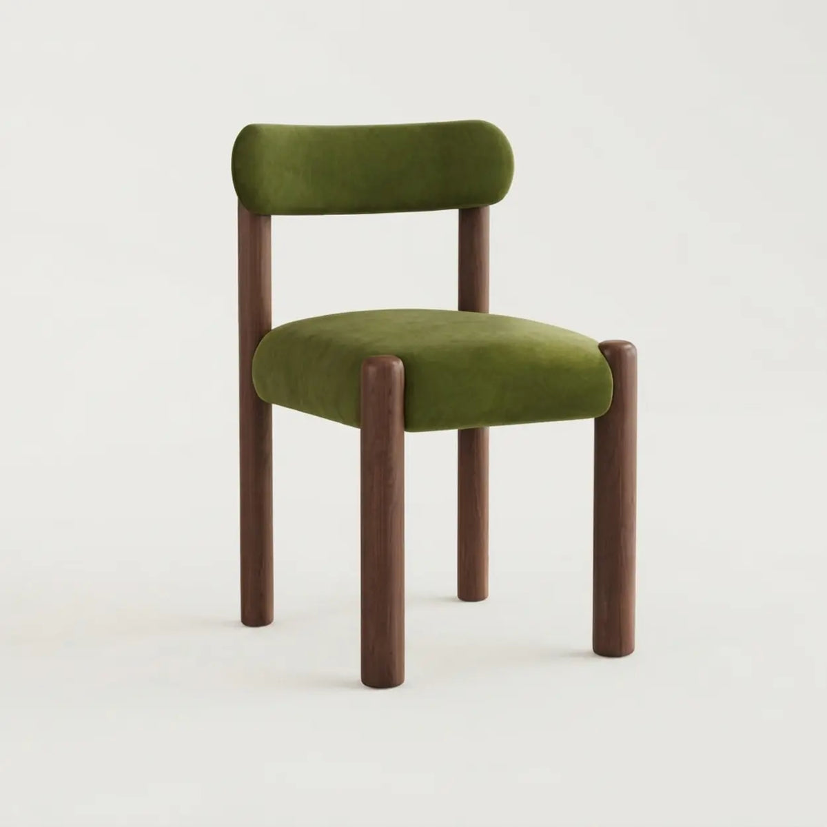 Green Scandinavian Wooden Houndstooth Upholstery Dining Chair Image - 6