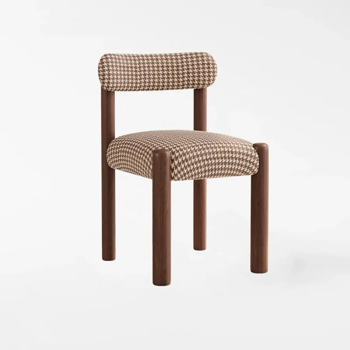 Scandinavian Wooden Houndstooth Upholstery Dining Chair Image - 7