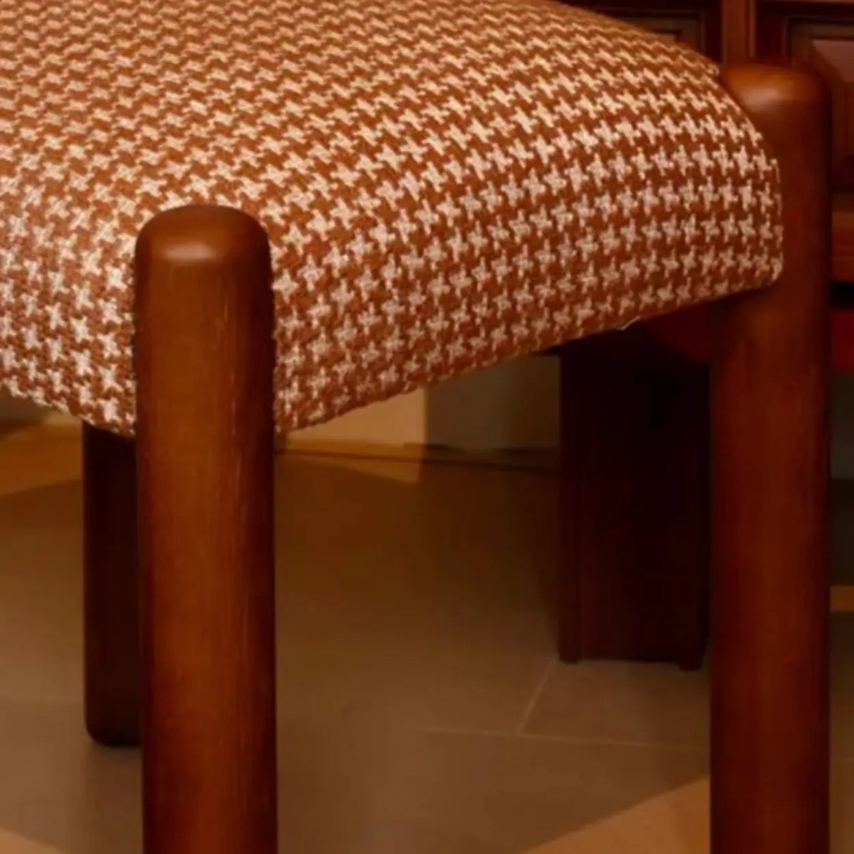 Scandinavian Wooden Houndstooth Upholstery Dining Chair Image - 8