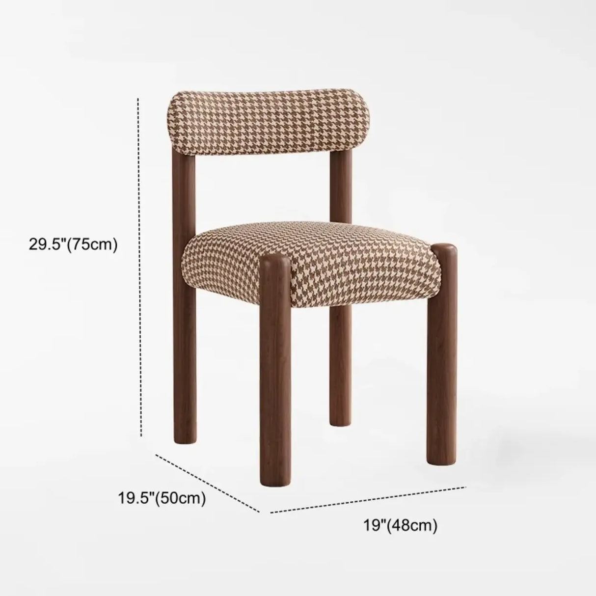 Scandinavian Wooden Houndstooth Upholstery Dining Chair Image - 8