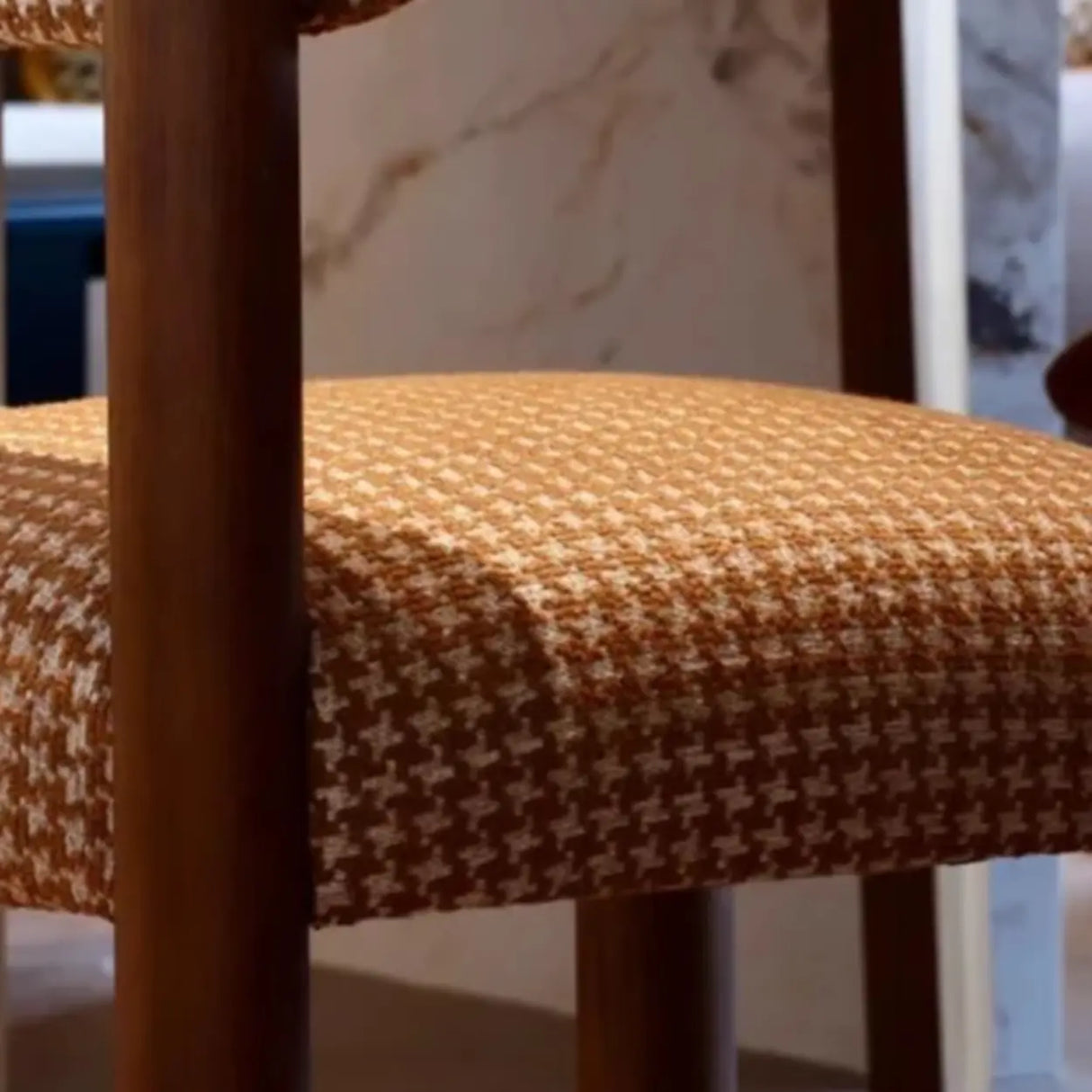 Scandinavian Wooden Houndstooth Upholstery Dining Chair Image - 9