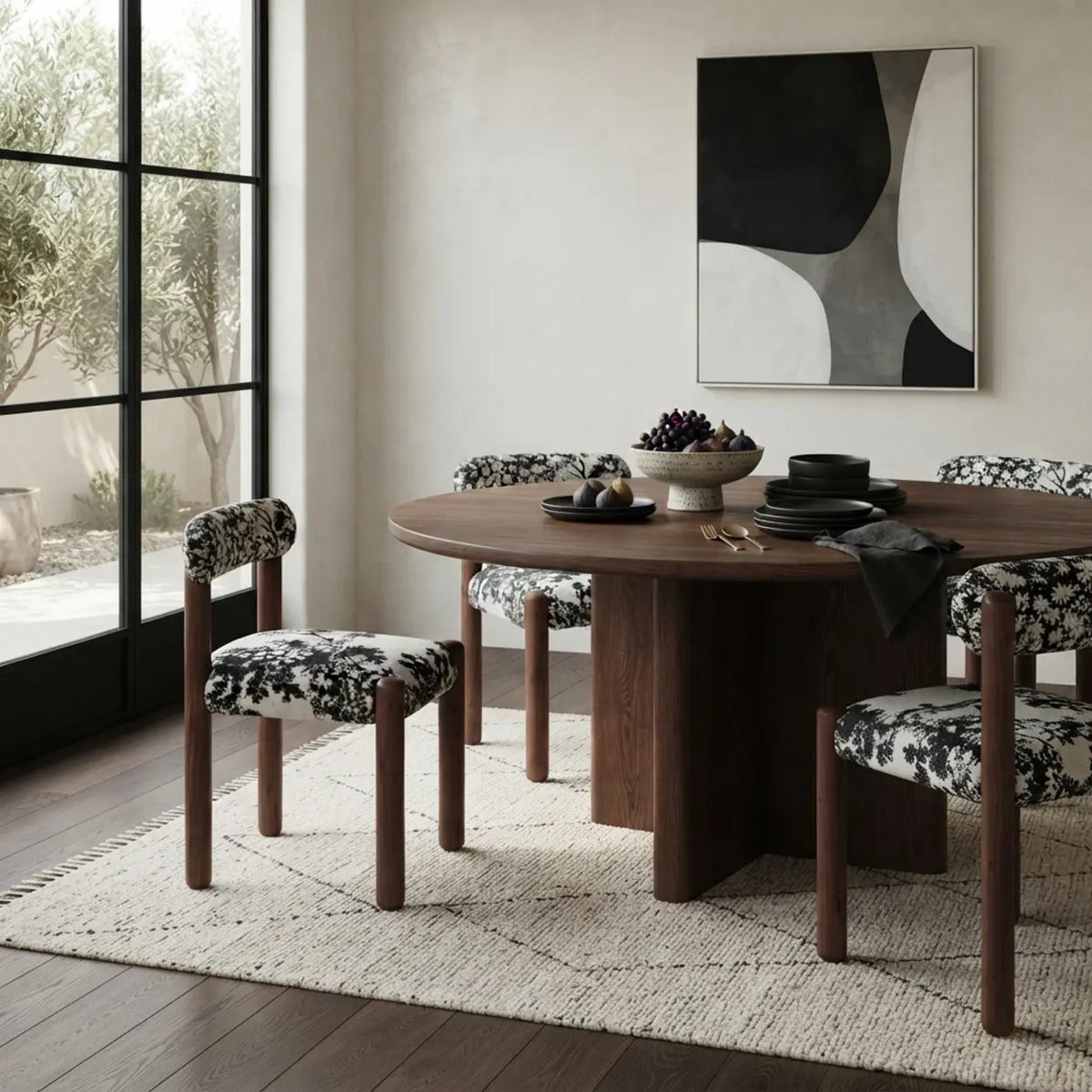 Scandinavian Wooden Houndstooth Upholstery Dining Chair Image - 9