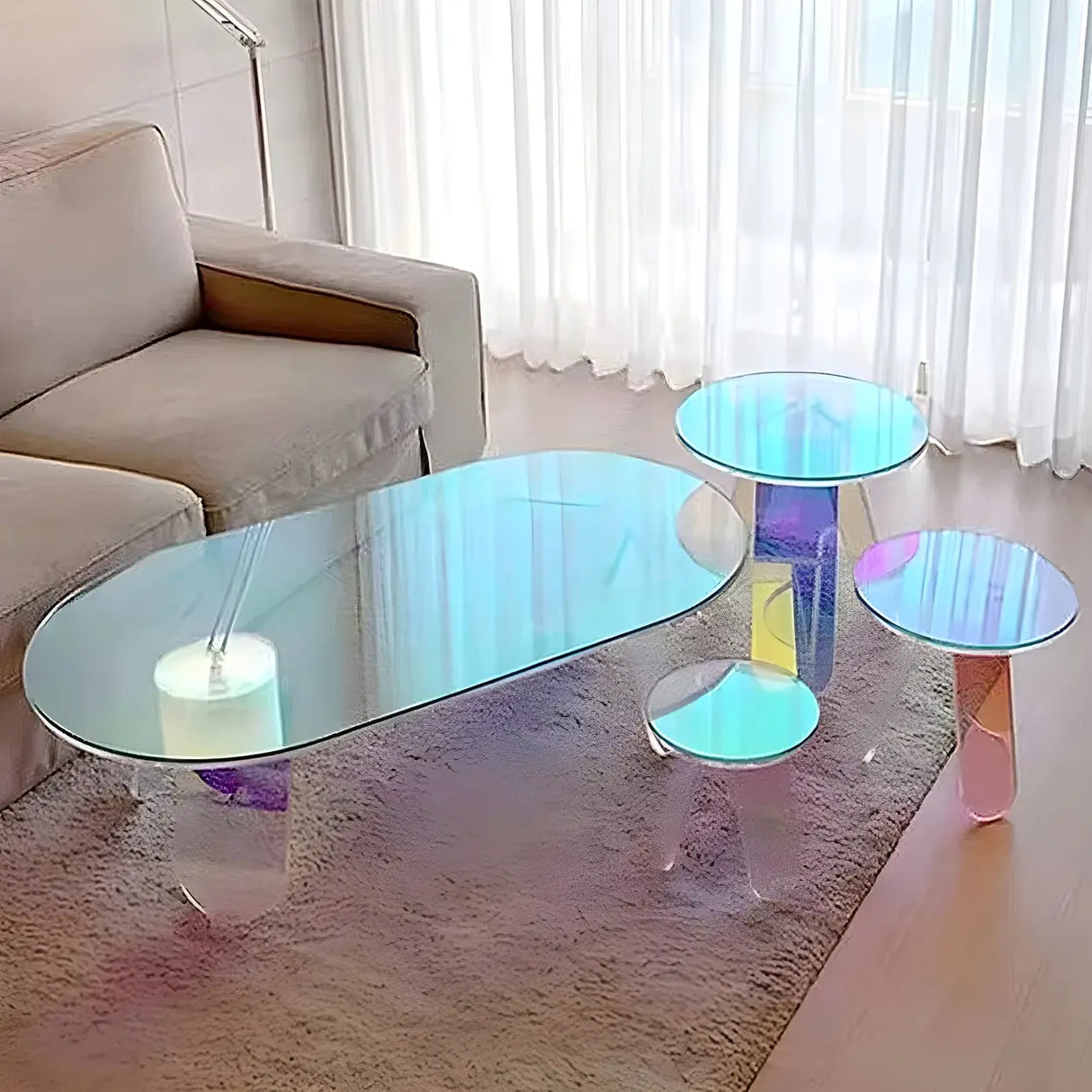 Scratch Resistant Acrylic Gloss Finish Coffee Table Image - 12