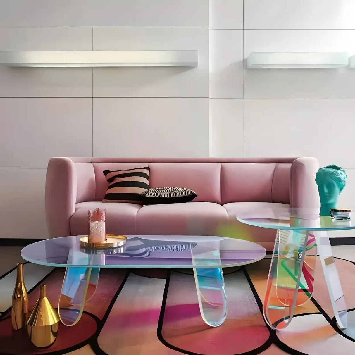 Scratch Resistant Acrylic Gloss Finish Coffee Table Image - 2