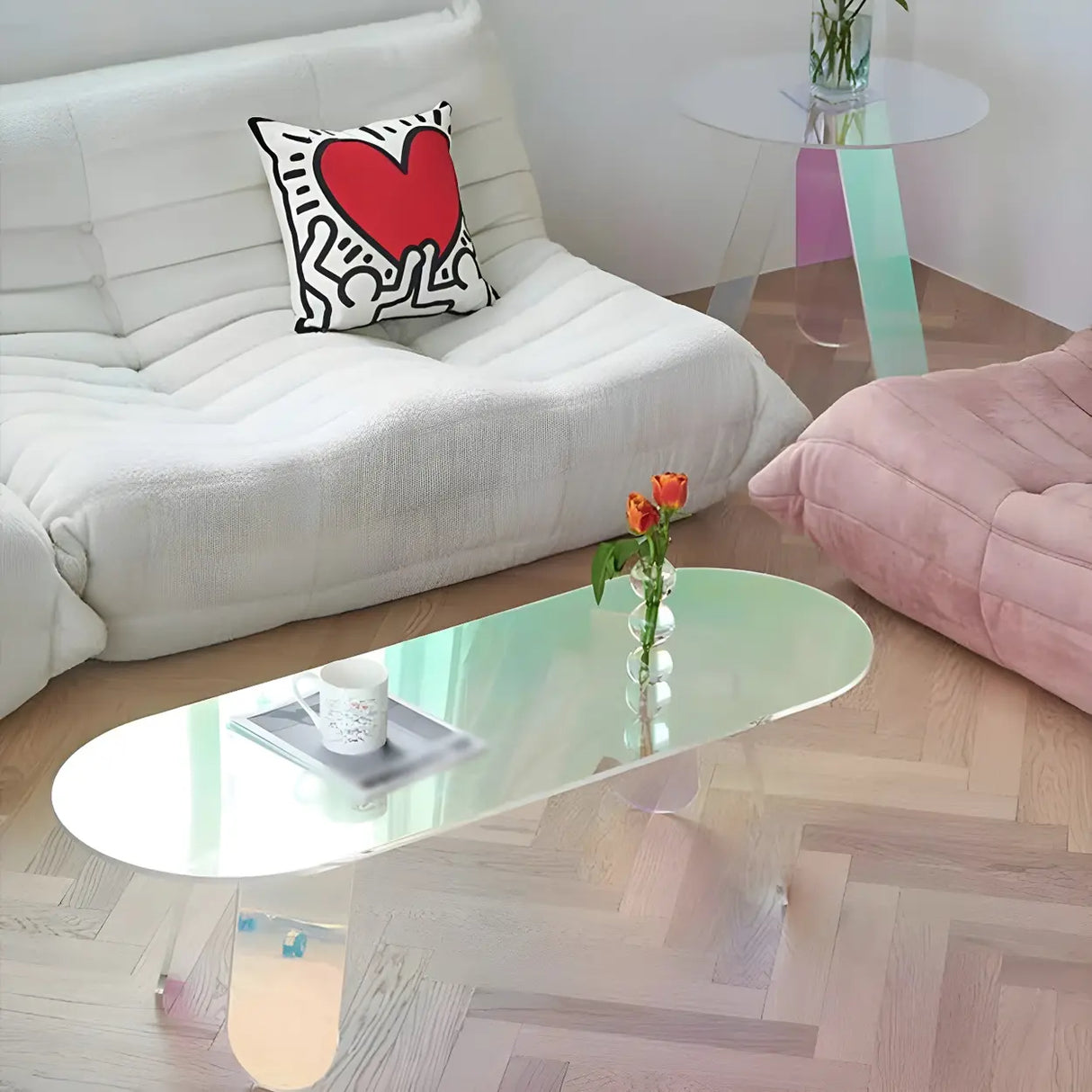 Scratch Resistant Acrylic Gloss Finish Coffee Table Image - 8