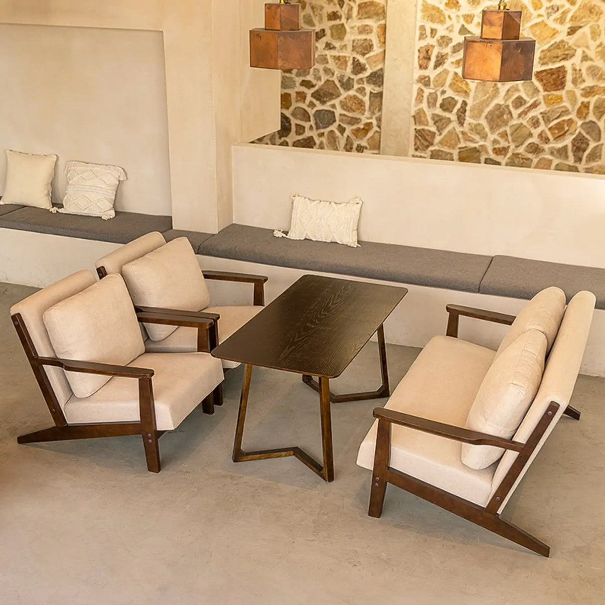 Scratch Resistant Fabric Nut-Brown Wood Frame Loveseat Image - 1