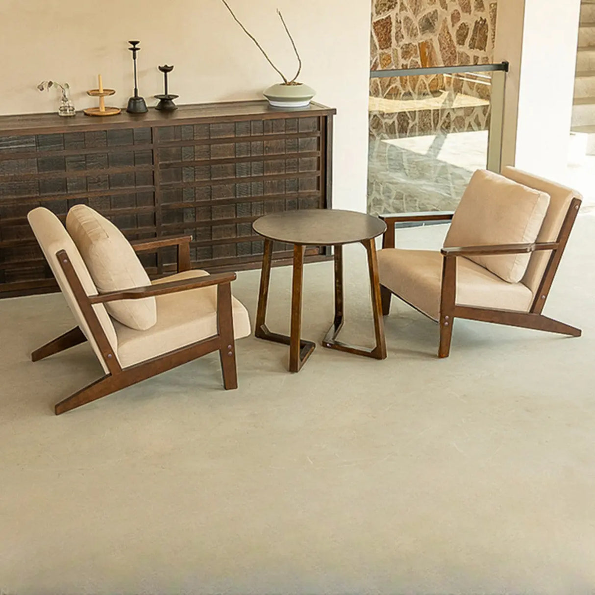 Scratch Resistant Fabric Nut-Brown Wood Frame Loveseat Image - 14