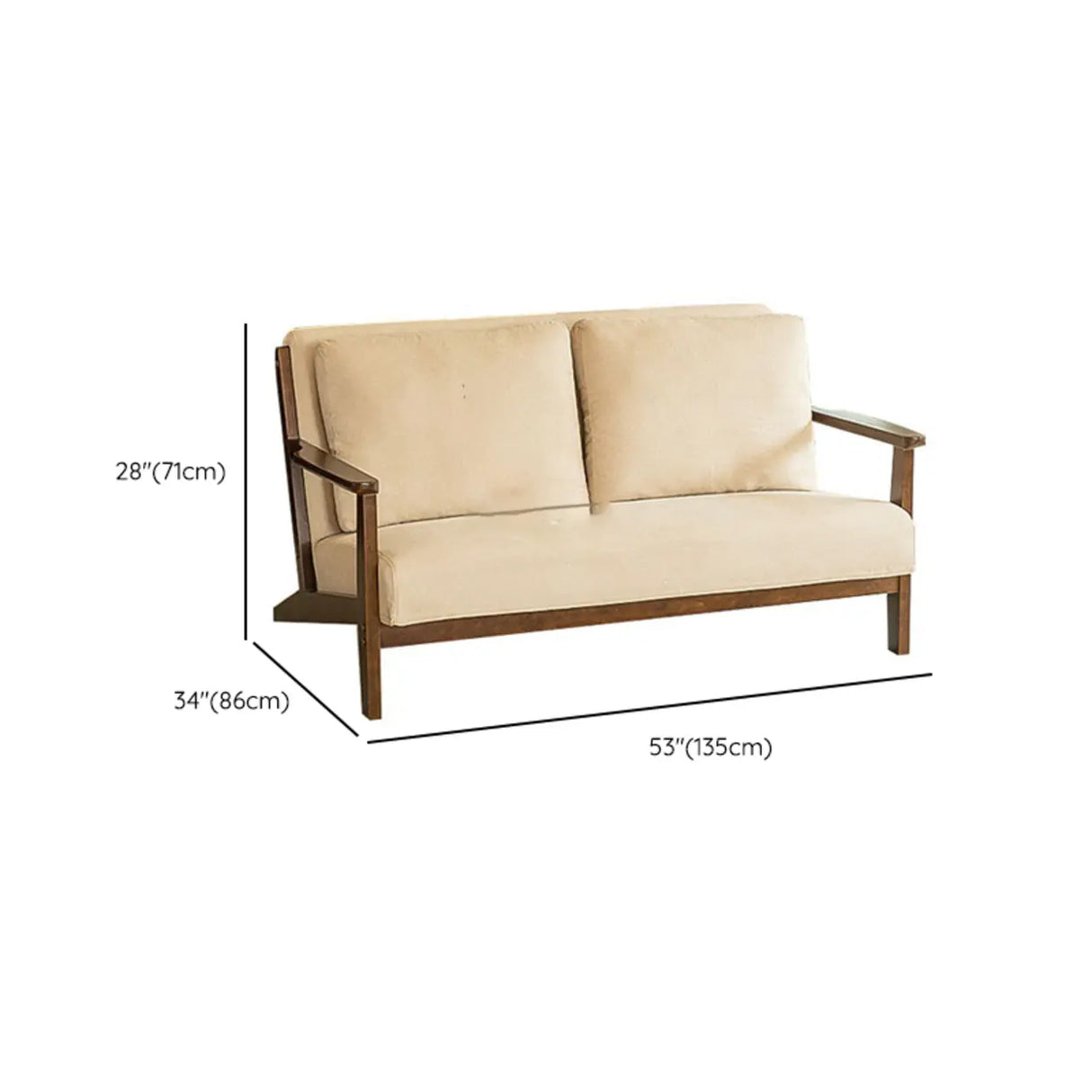 Scratch Resistant Fabric Nut-Brown Wood Frame Loveseat Image - 17