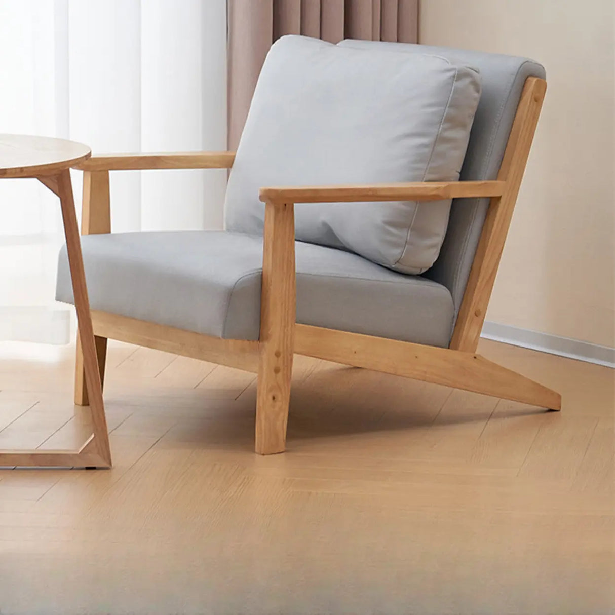 Scratch Resistant Fabric Nut-Brown Wood Frame Loveseat Image - 3