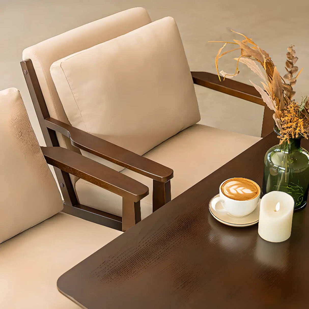 Scratch Resistant Fabric Nut-Brown Wood Frame Loveseat Image - 8