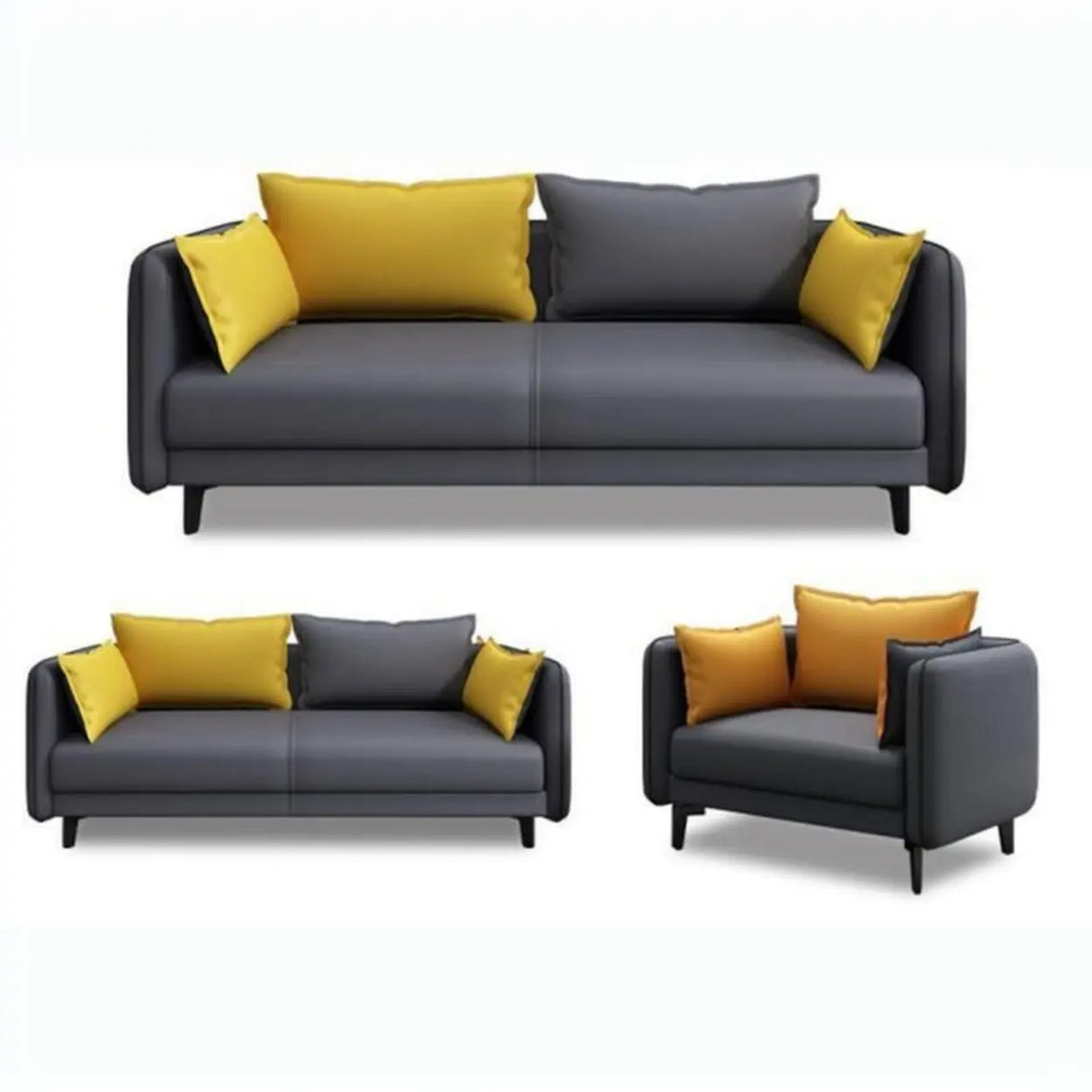 Scratch Resistant Faux Leather Pillow Back Loveseat Image - 17