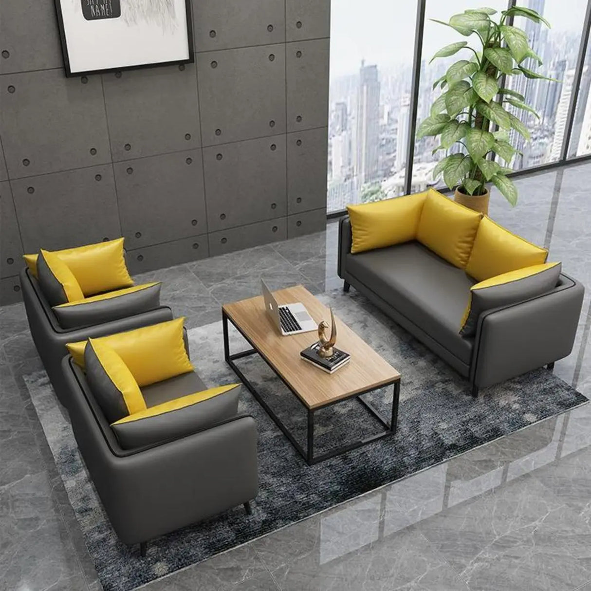 Scratch Resistant Faux Leather Pillow Back Loveseat Image - 1