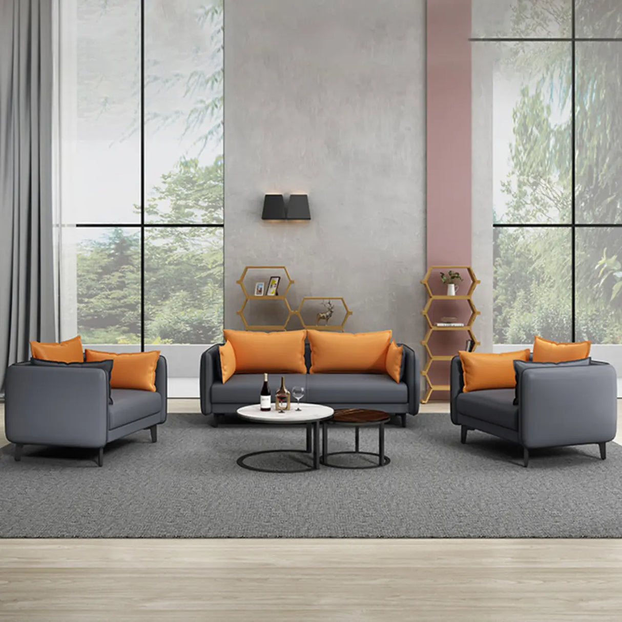 Scratch Resistant Faux Leather Pillow Back Loveseat Image - 7