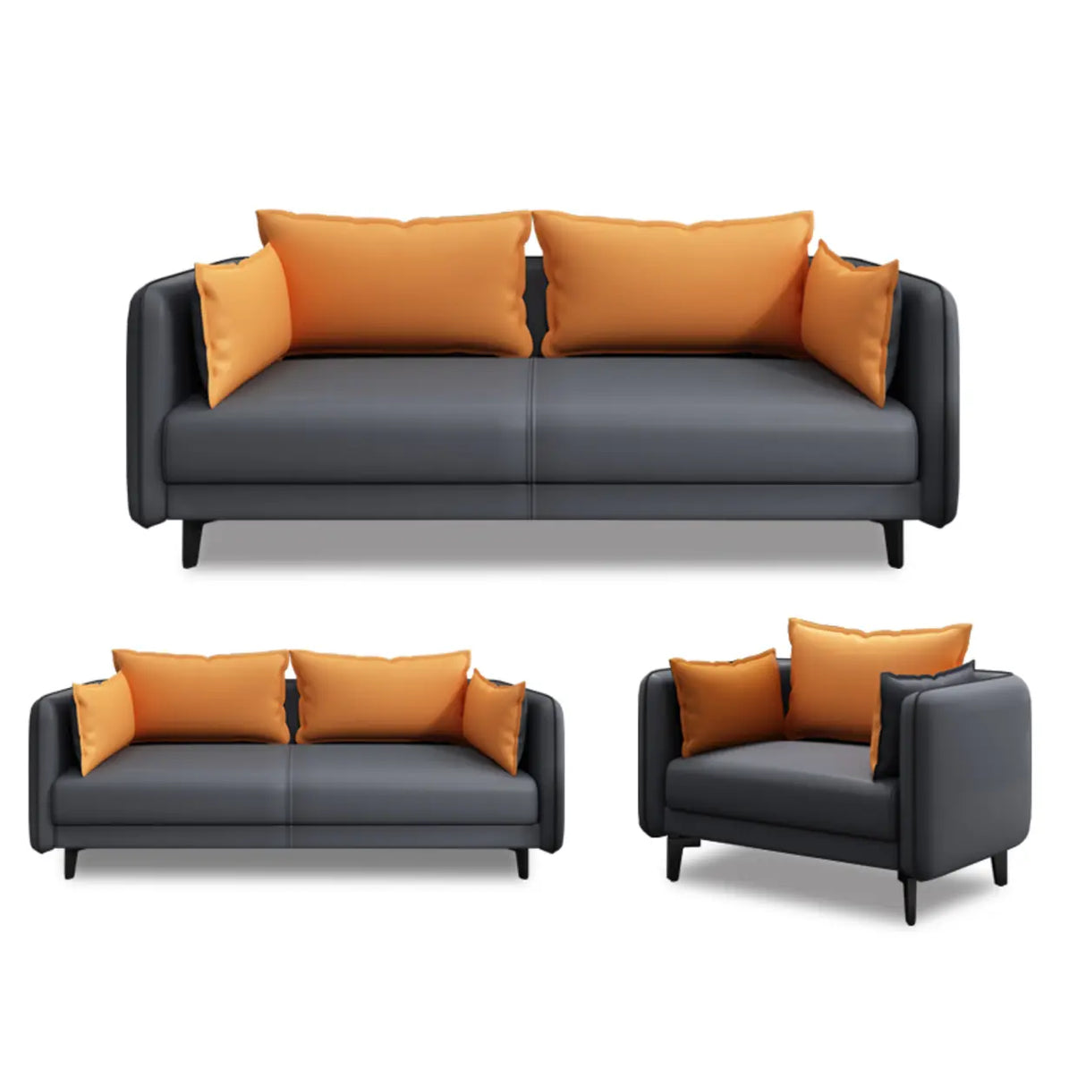 Scratch Resistant Faux Leather Pillow Back Loveseat Image - 8