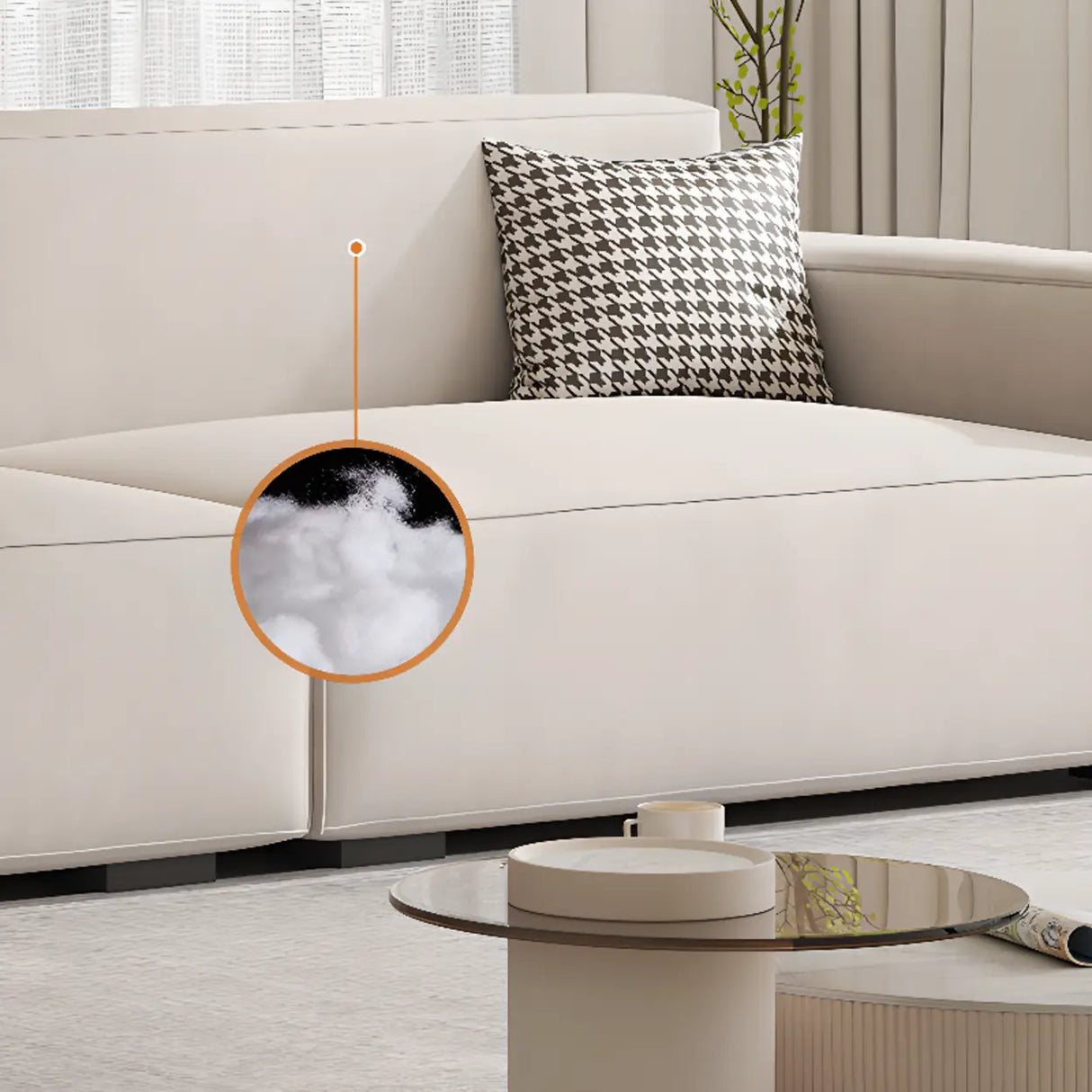 Scratch Resistant Flannel Square Arm Tight Back Sofa Image - 7