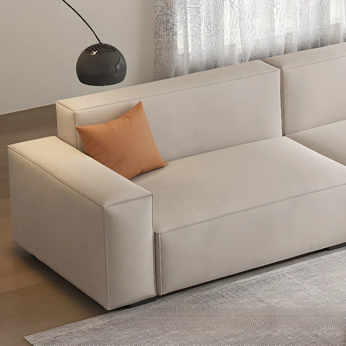 Scratch Resistant Flannel Square Arm Tight Back Sofa Image - 8