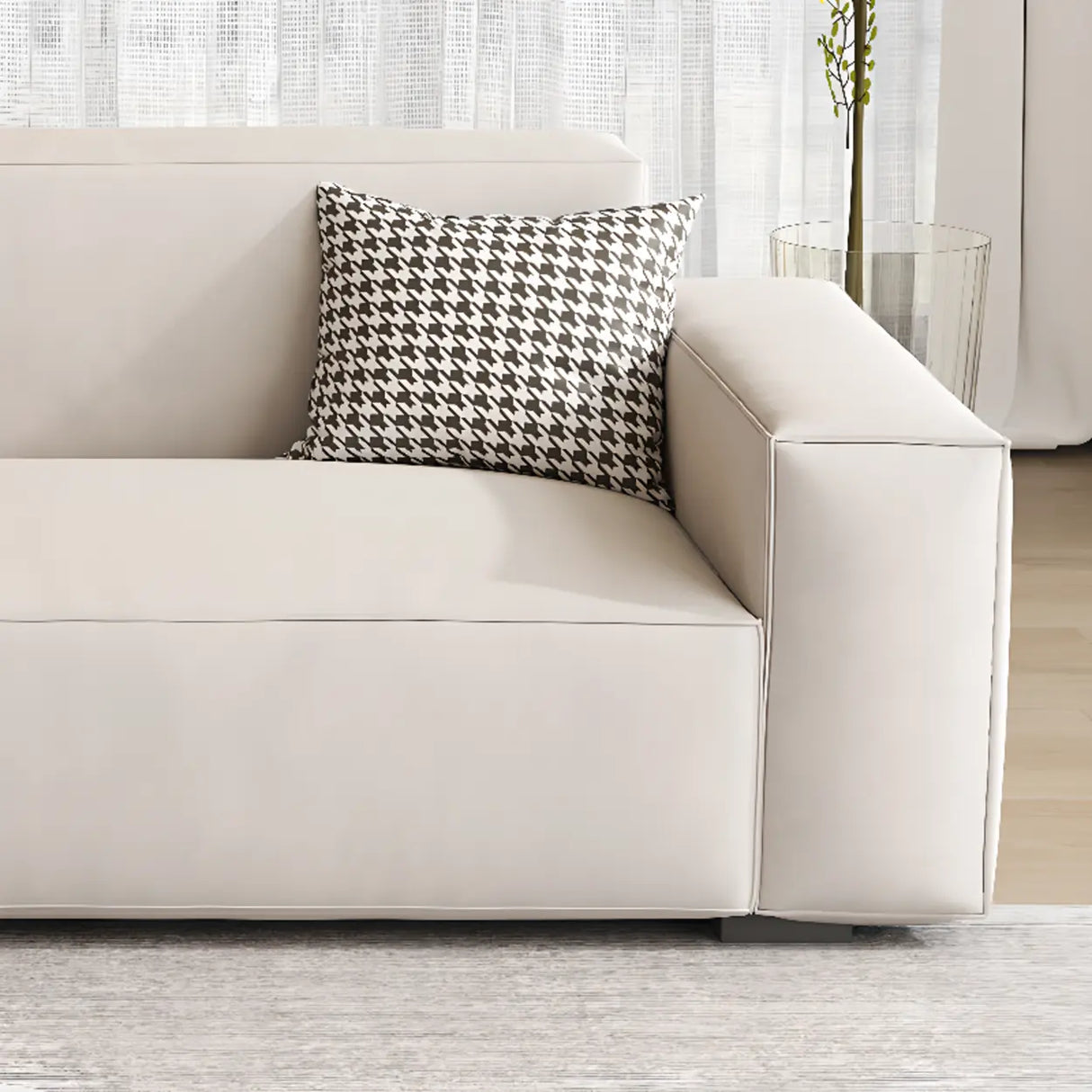 Scratch Resistant Flannel Square Arm Tight Back Sofa Image - 9