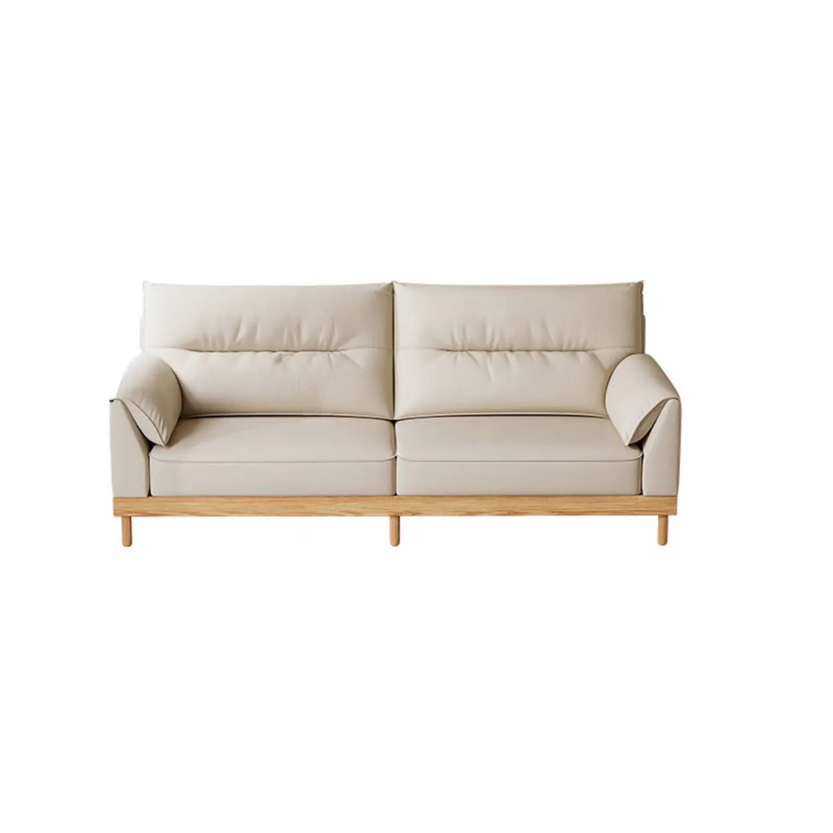 Scratch Resistant Genuine Leather Cushion Back Loveseat Image - 2