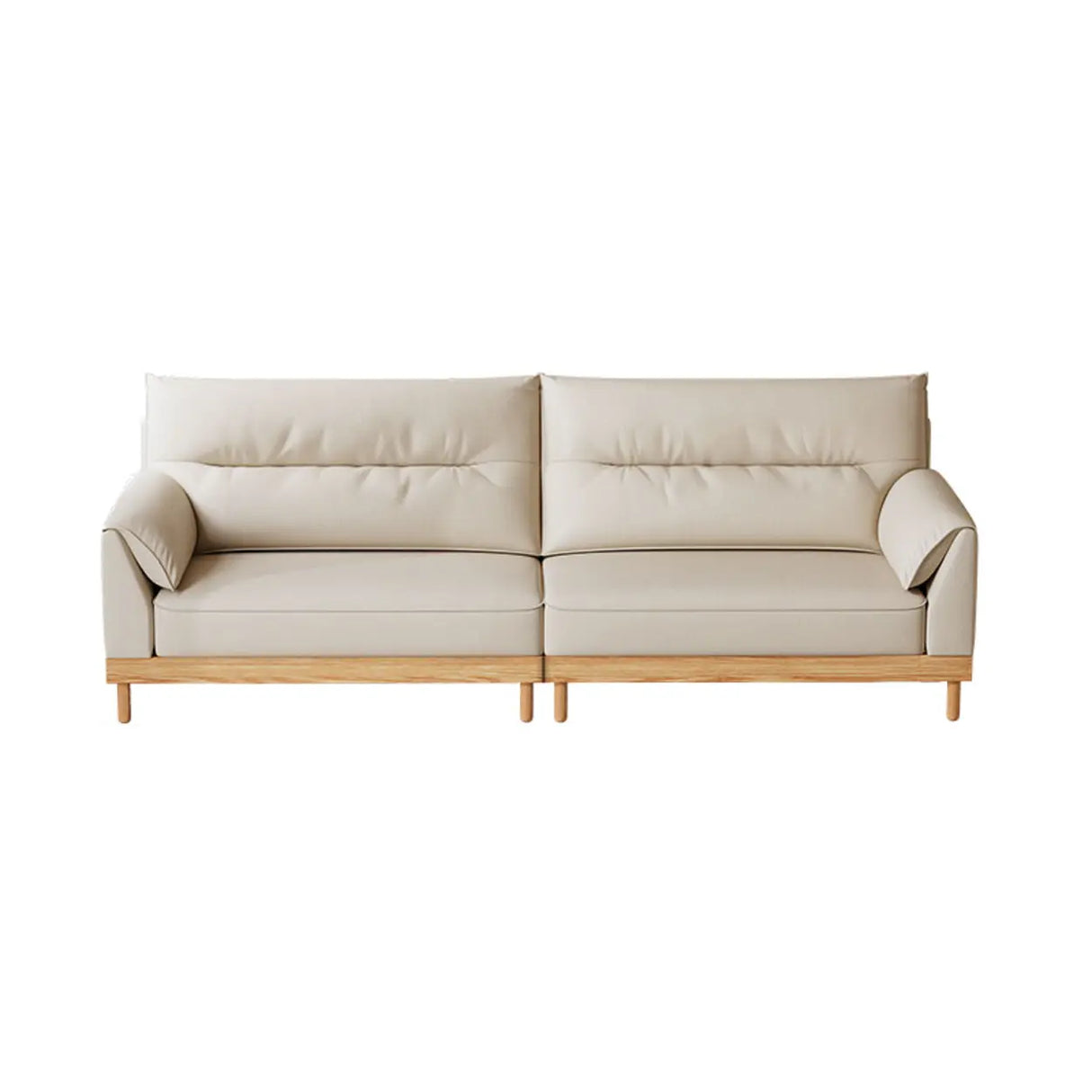 Scratch Resistant Genuine Leather Cushion Back Loveseat Image - 5