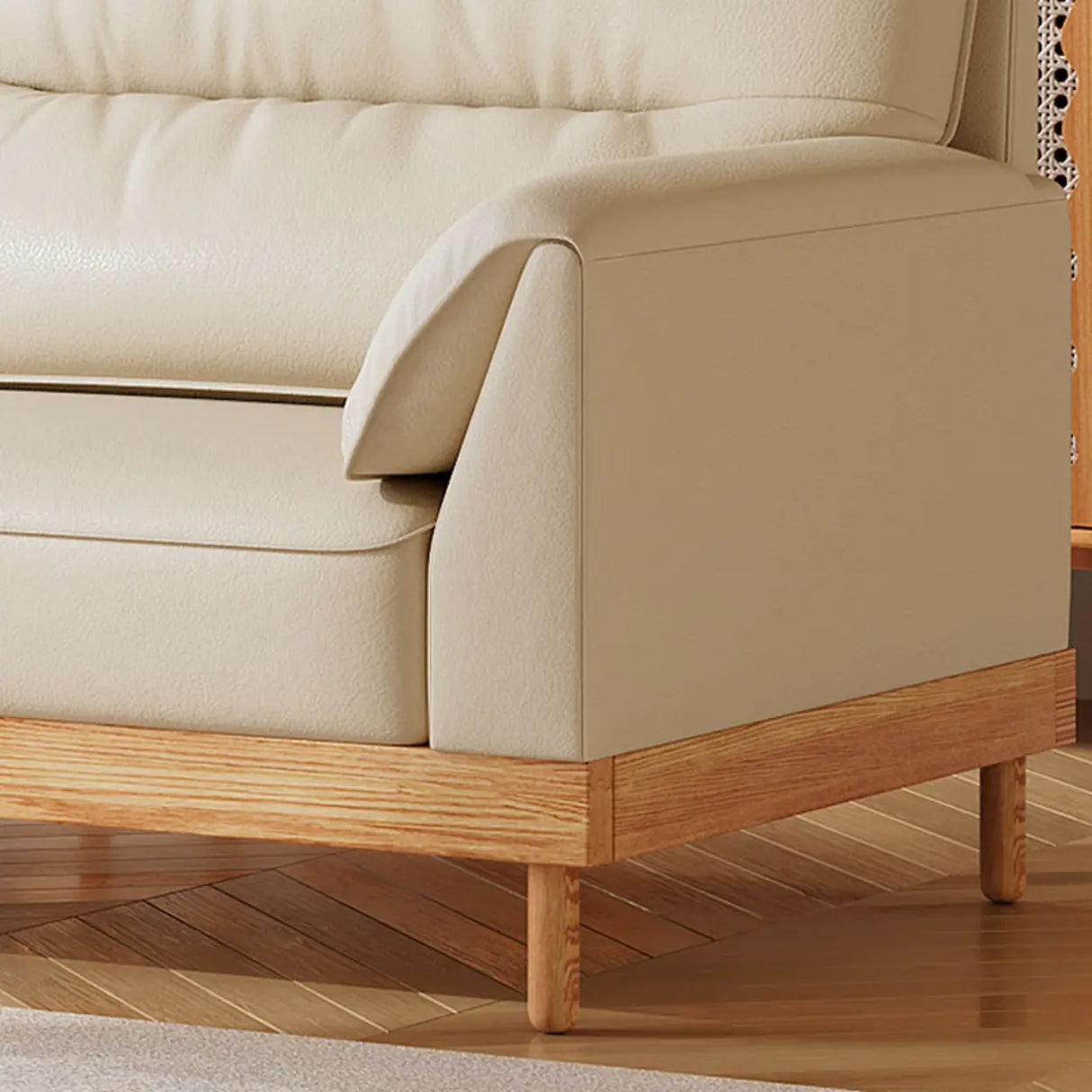 Scratch Resistant Genuine Leather Cushion Back Loveseat Image - 7