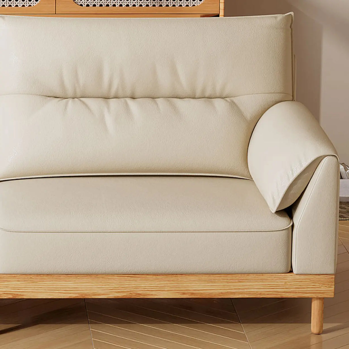 Scratch Resistant Genuine Leather Cushion Back Loveseat Image - 9