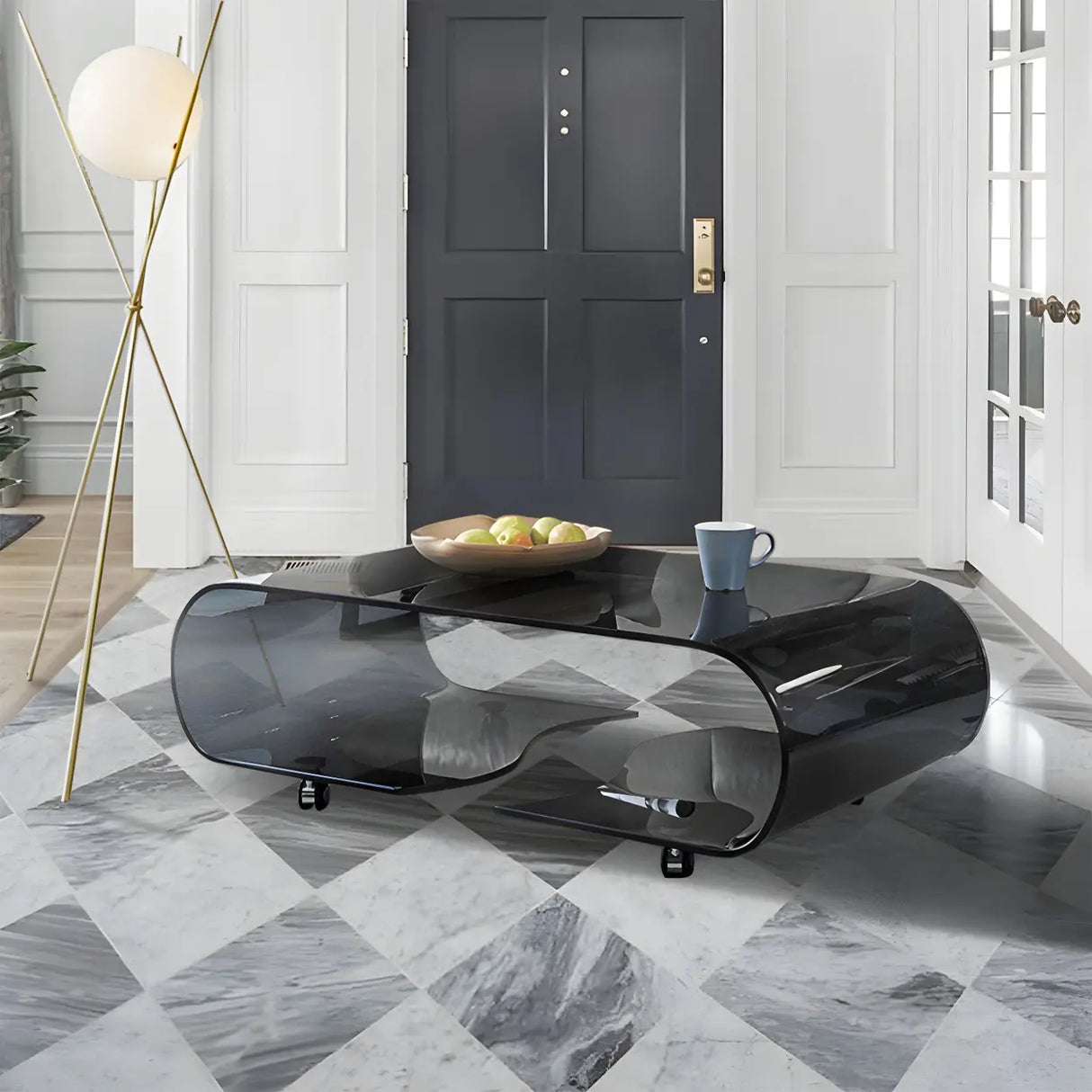 Scratch Resistant Glass Rectangular Shelf Coffee Table Image - 11