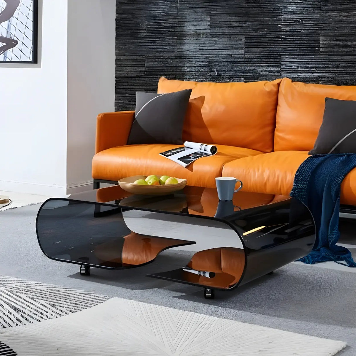 Scratch Resistant Glass Rectangular Shelf Coffee Table Image - 3