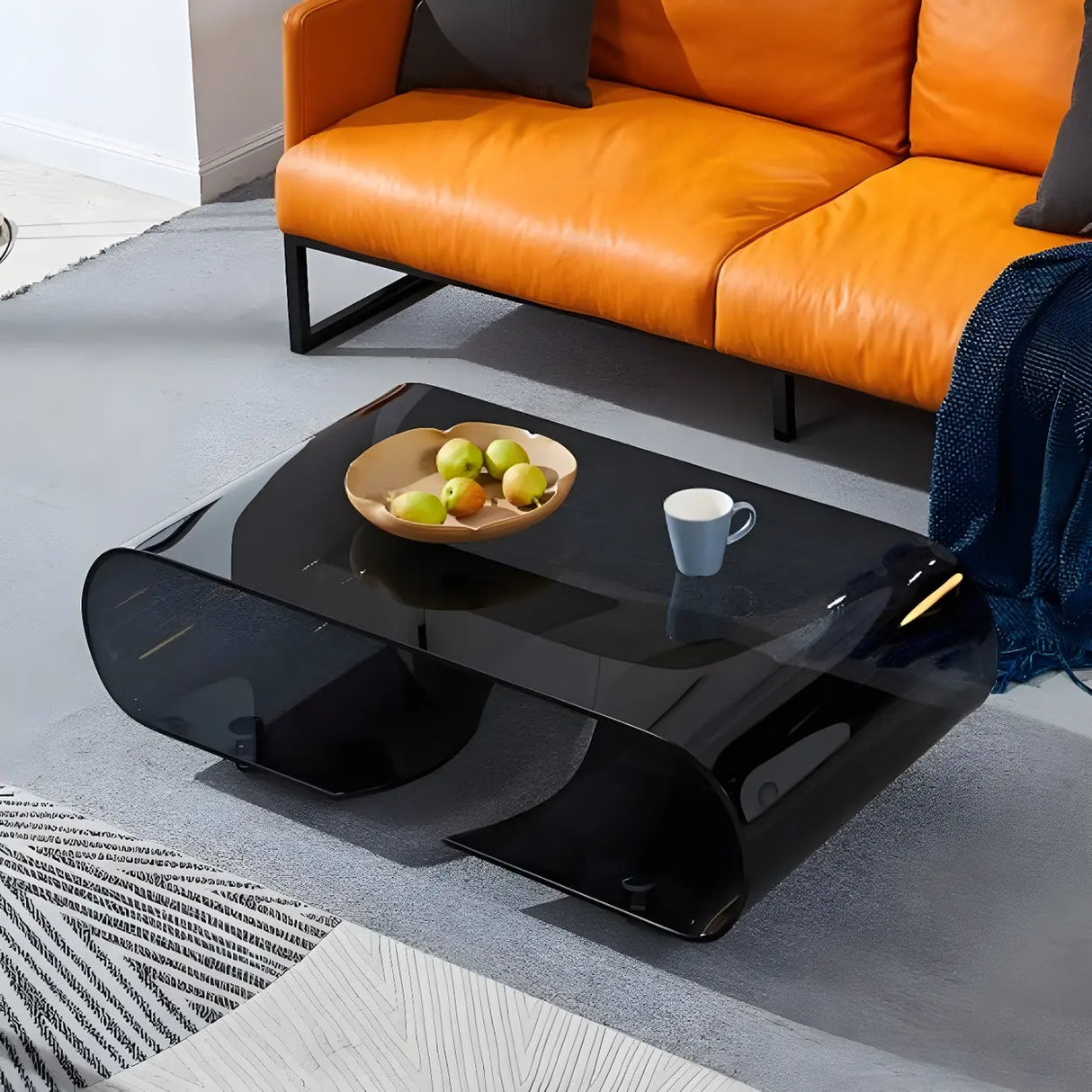 Scratch Resistant Glass Rectangular Shelf Coffee Table Image - 4