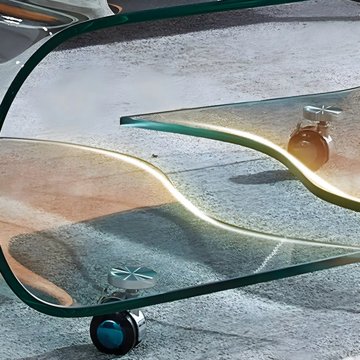 Scratch Resistant Glass Rectangular Shelf Coffee Table Image - 7