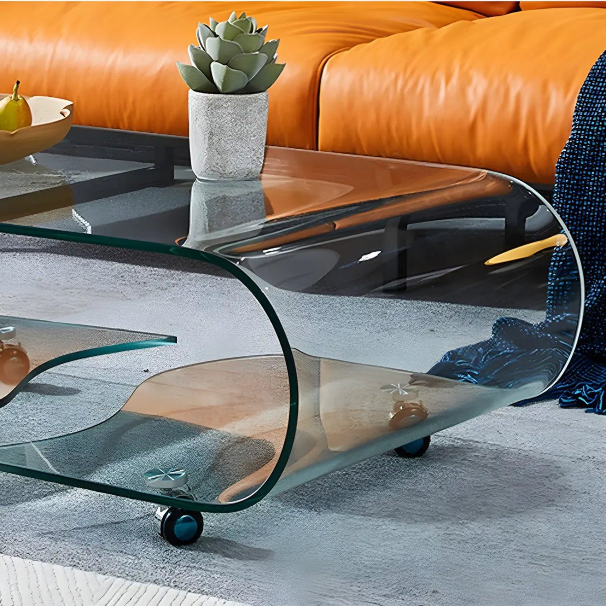 Scratch Resistant Glass Rectangular Shelf Coffee Table Image - 8