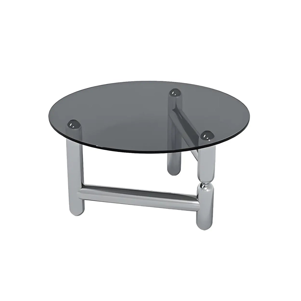 Scratch Resistant Glass Round Three Leg Coffee Table Image - 5