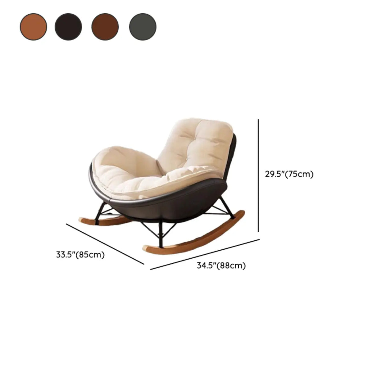 Scratch Resistant Grey Upholstered Tufted Rocking Chair