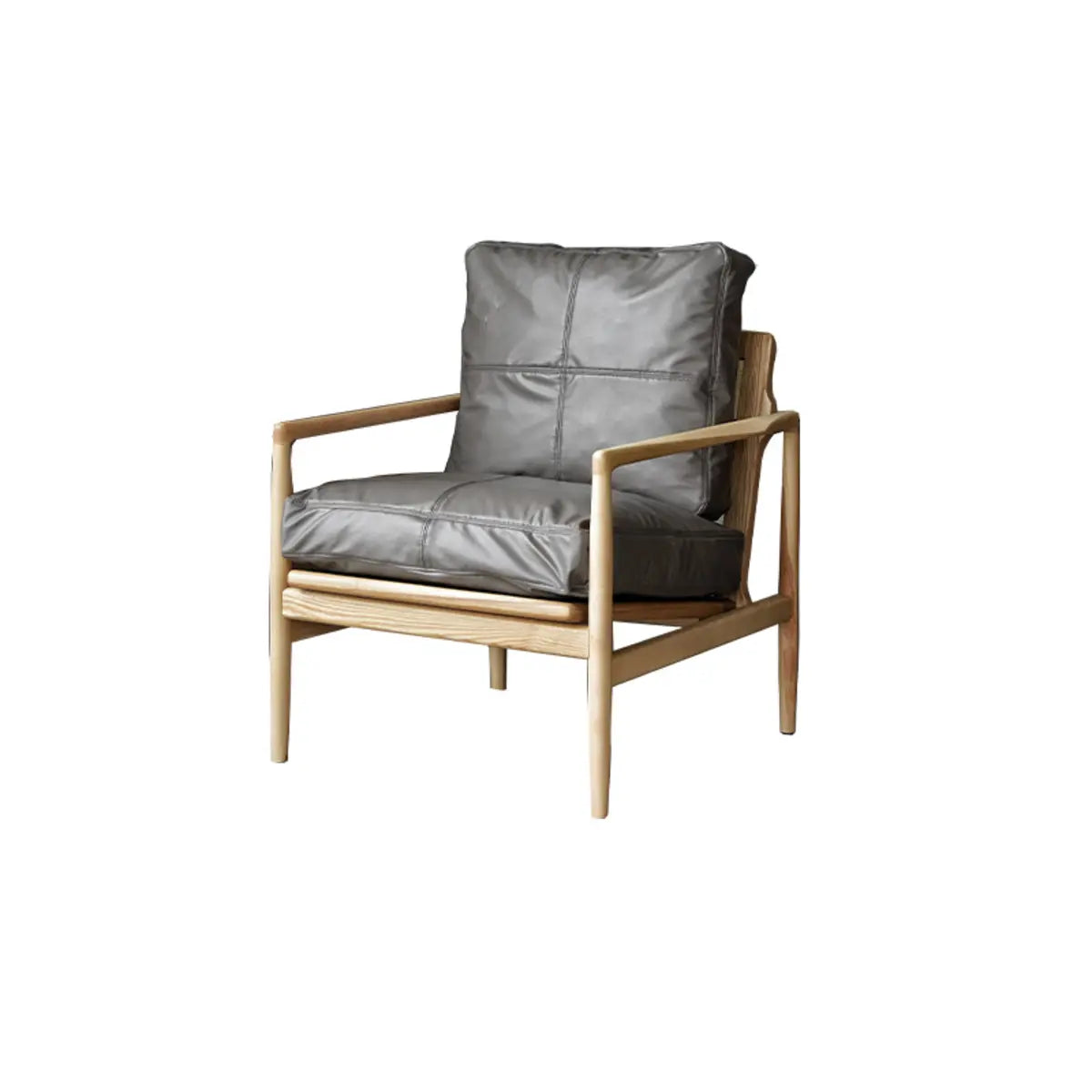 Scratch Resistant Leather Cushion Back Arm Chair Image - 21