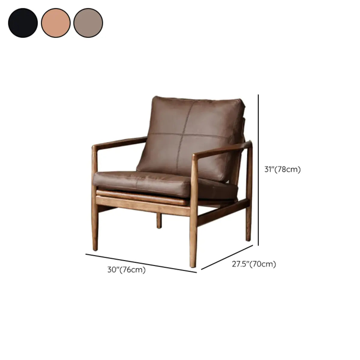 Scratch Resistant Leather Cushion Back Arm Chair Image - 36