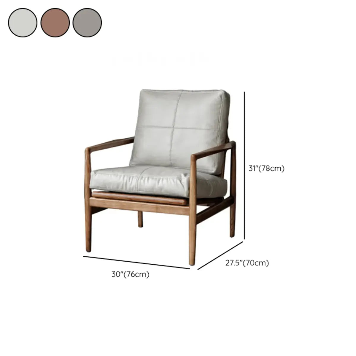 Scratch Resistant Leather Cushion Back Arm Chair Image - 37